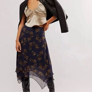 Free People Floral Midi Skirt